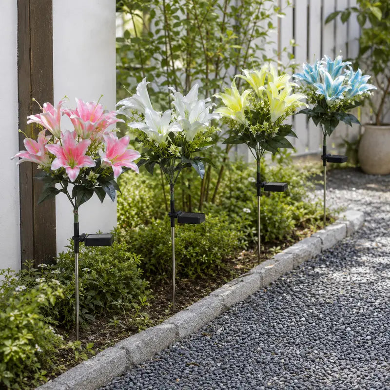 Solar Lily Garden Lights | 7-Head LED Flower Stake Lights for Yard & Patio Decor
