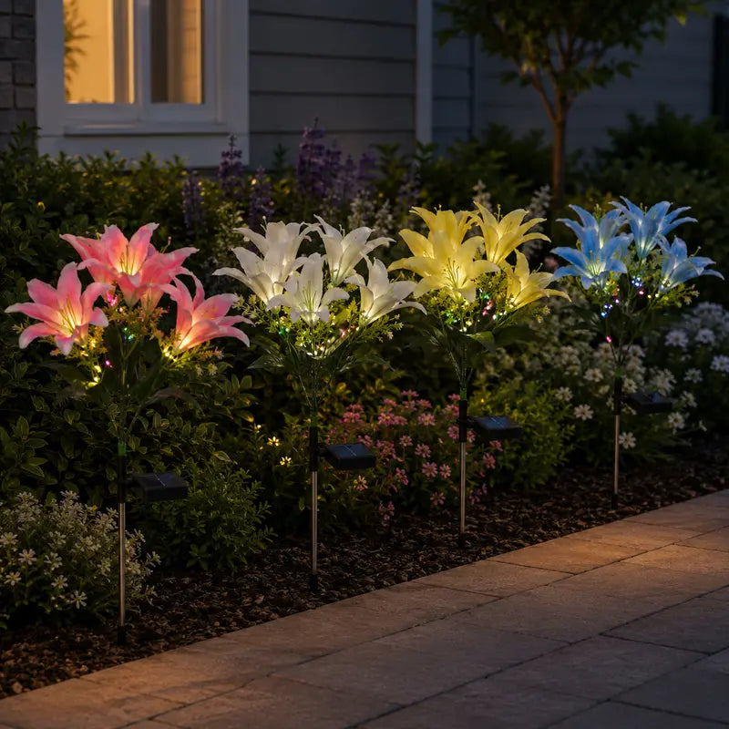Solar Lily Garden Lights | 7-Head LED Flower Stake Lights for Yard & Patio Decor