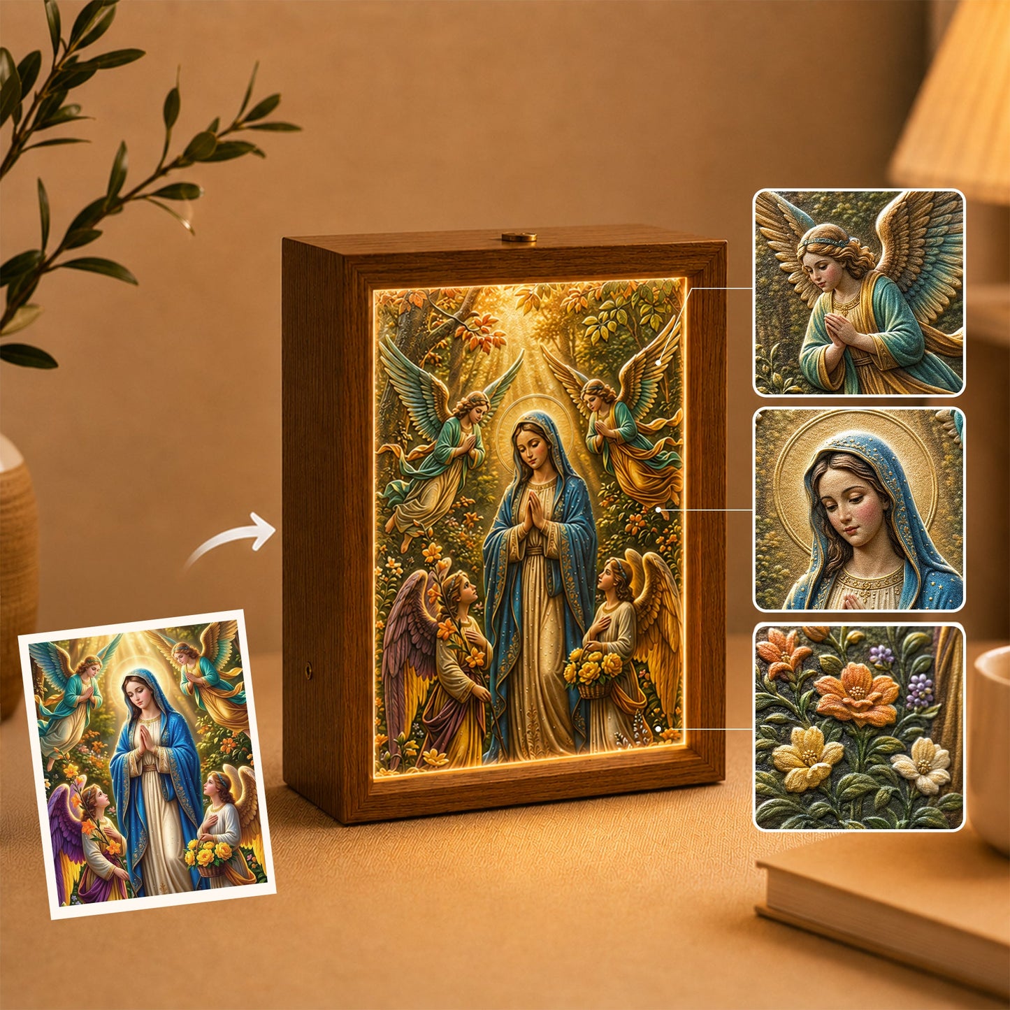 Custom 3D Embossed Relief Photo Frame - Oil Painting Lightbox Portrait