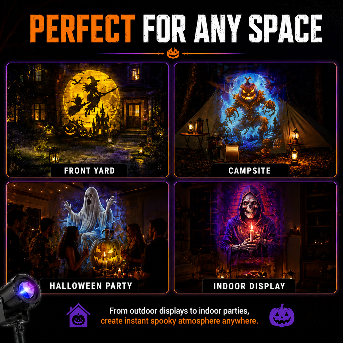 32FT HD Halloween Projector | 10 Projection Patterns Indoor & Outdoor Display