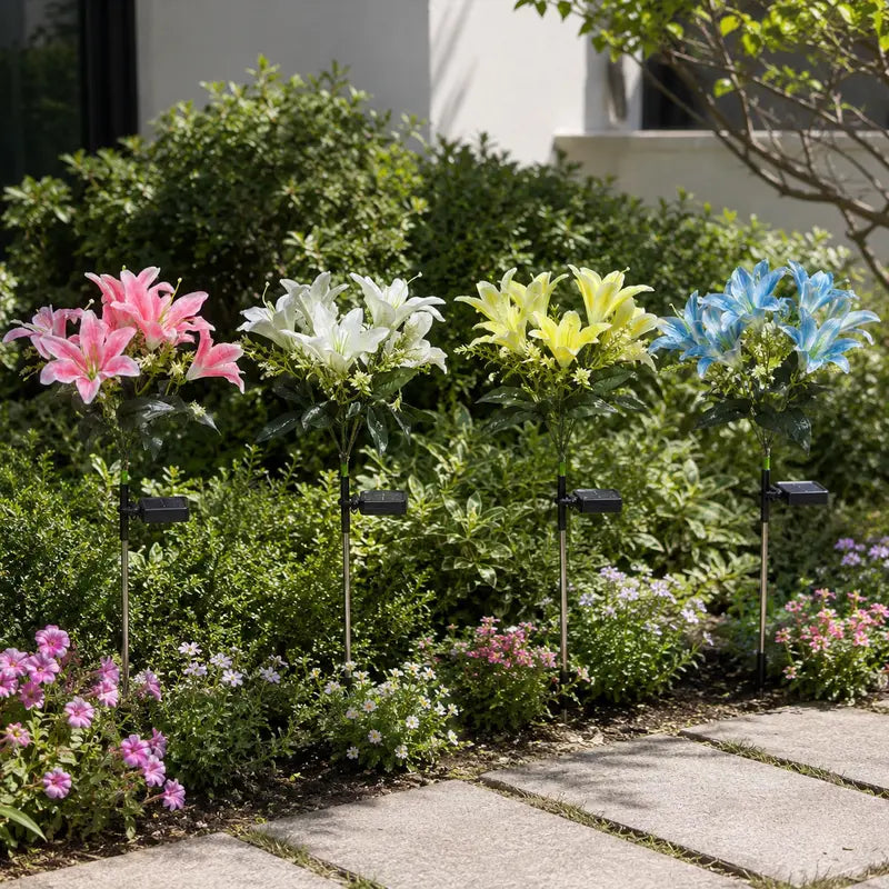 Solar Lily Garden Lights | 7-Head LED Flower Stake Lights for Yard & Patio Decor