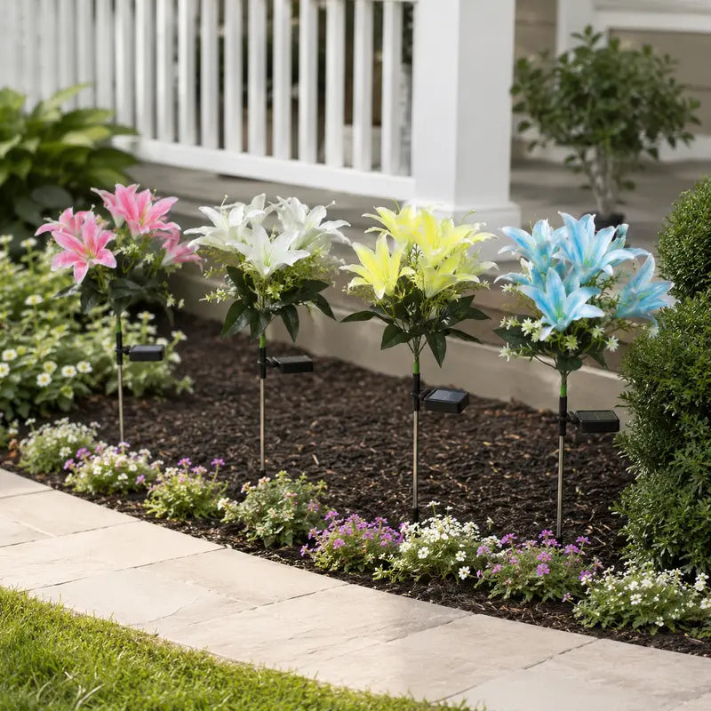 Solar Lily Garden Lights | 7-Head LED Flower Stake Lights for Yard & Patio Decor