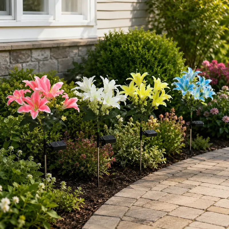 Solar Lily Garden Lights | 7-Head LED Flower Stake Lights for Yard & Patio Decor