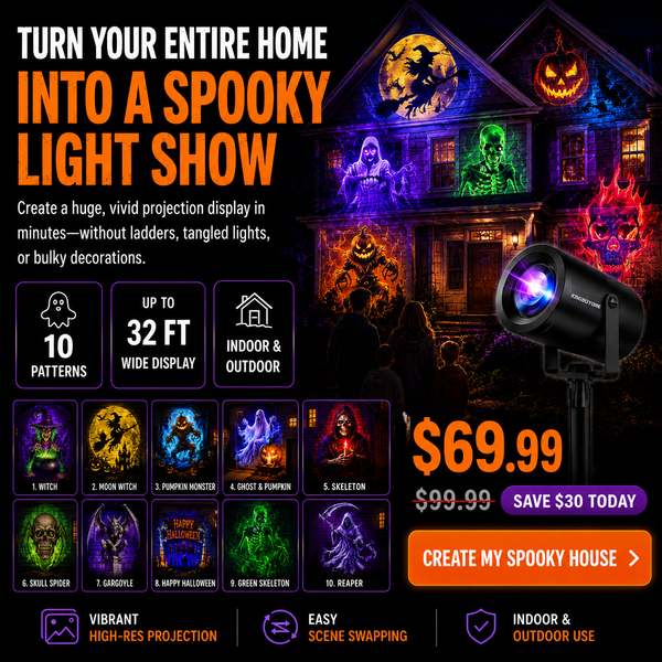 32FT HD Halloween Projector | 10 Projection Patterns Indoor & Outdoor Display
